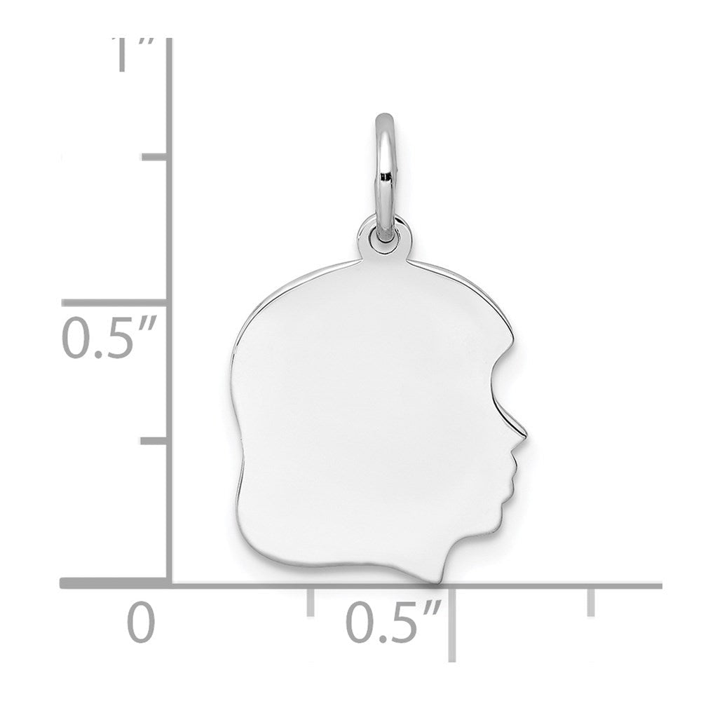 Sterlingsilber Rhodiniert-plt Gravierbar Mädchen Plättchen Charm Poliert auf Vorderseite/back
