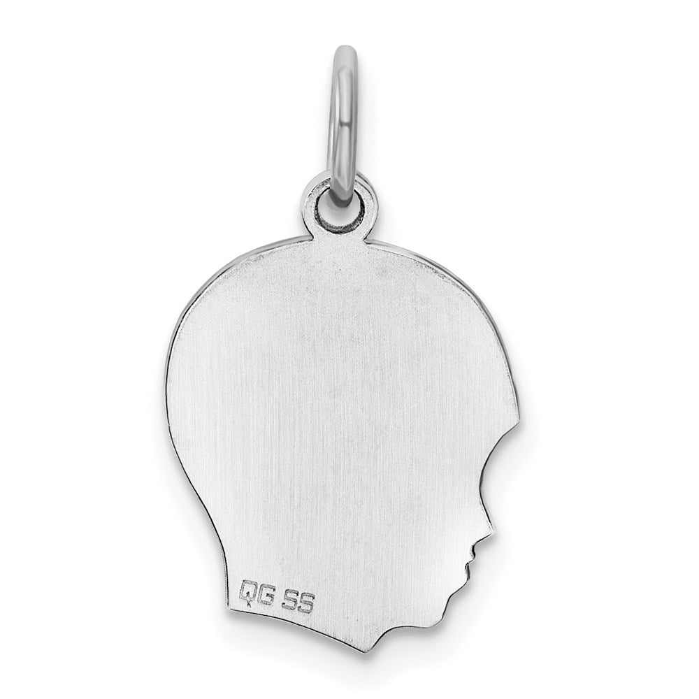 Sterlingsilber Rhodiniert-plt Gravierbar Junge Plättchen Charm Poliert auf Vorderseite/back