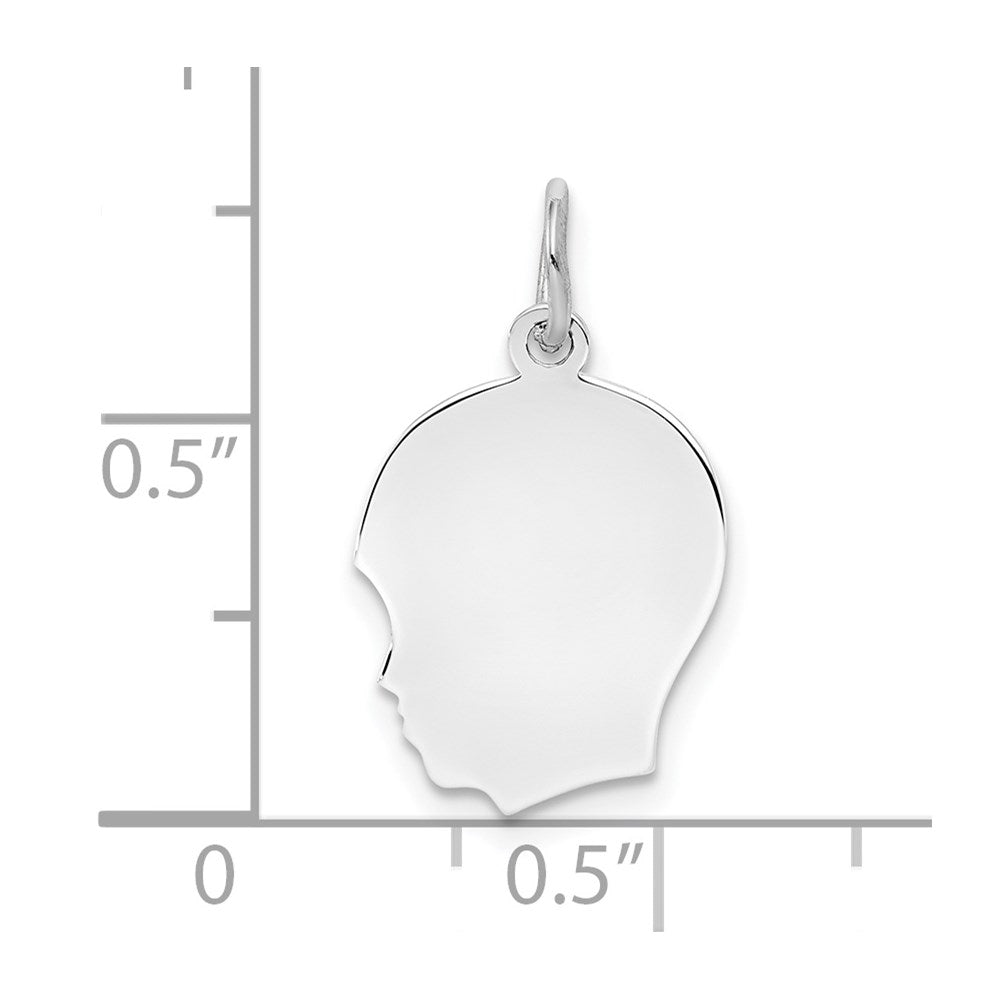 Sterlingsilber Rhodiniert-plt Gravierbar Junge Plättchen Charm Poliert auf Vorderseite/back