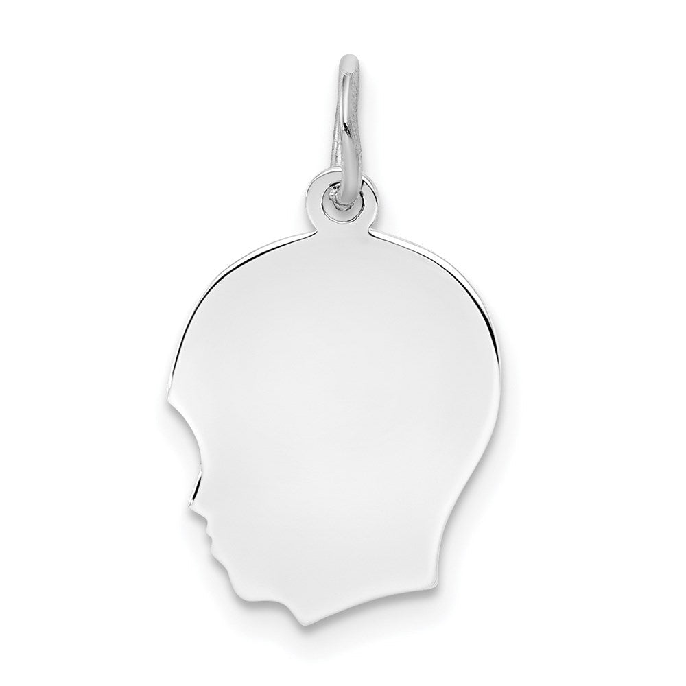 Sterlingsilber Rhodiniert-plt Gravierbar Junge Plättchen Charm Poliert auf Vorderseite/back