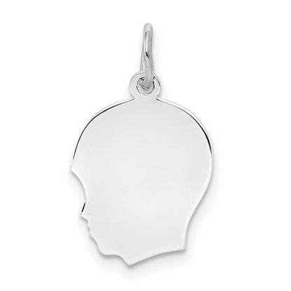 Sterlingsilber Rhodiniert-plt Gravierbar Junge Plättchen Charm Poliert auf Vorderseite/back