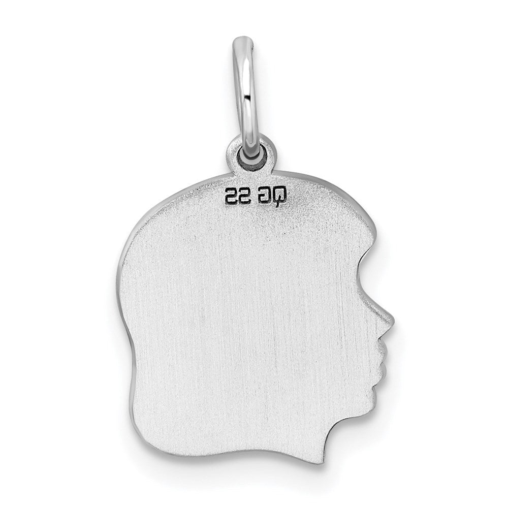 Sterlingsilber Rhodiniert-plt Gravierbar Mädchen Plättchen Charm Poliert auf Vorderseite/back