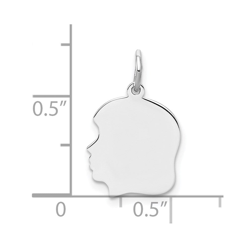 Sterlingsilber Rhodiniert-plt Gravierbar Mädchen Plättchen Charm Poliert auf Vorderseite/back