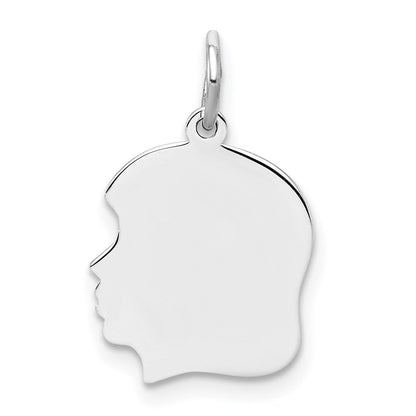 Sterlingsilber Rhodiniert-plt Gravierbar Mädchen Plättchen Charm Poliert auf Vorderseite/back