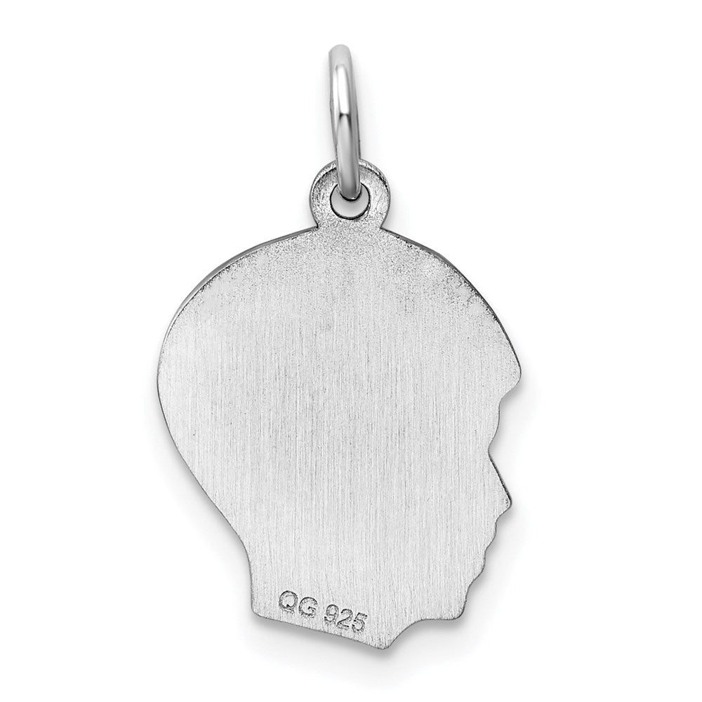 Sterlingsilber Sterl Rhodiniert-plt Gravierbar Junge Poliert Vorderseite/satin Rückseite Plättchen Charm