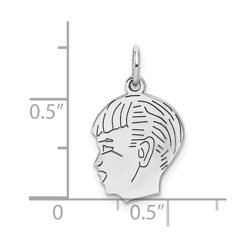 Sterlingsilber Sterl Rhodiniert-plt Gravierbar Junge Poliert Vorderseite/satin Rückseite Plättchen Charm