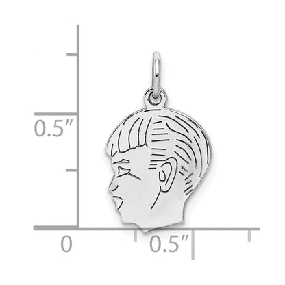 Sterlingsilber Sterl Rhodiniert-plt Gravierbar Junge Poliert Vorderseite/satin Rückseite Plättchen Charm