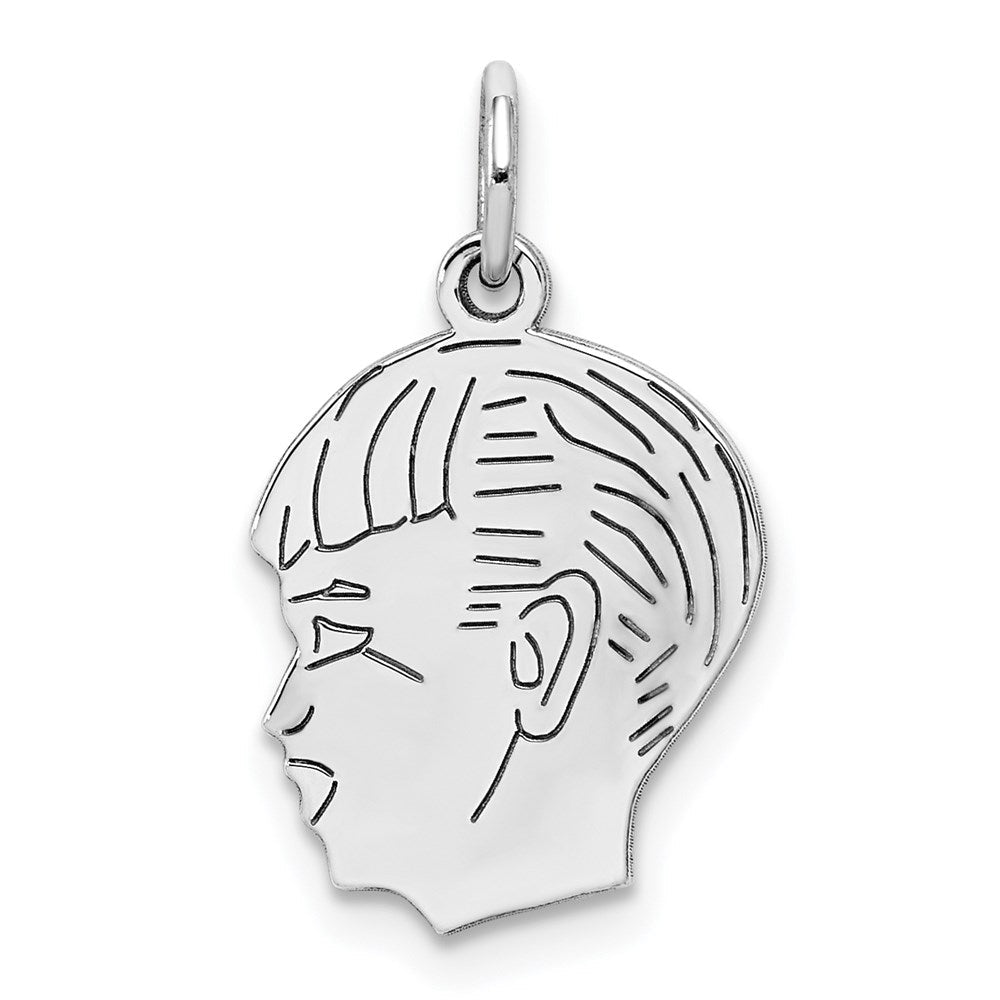 Sterlingsilber Sterl Rhodiniert-plt Gravierbar Junge Poliert Vorderseite/satin Rückseite Plättchen Charm