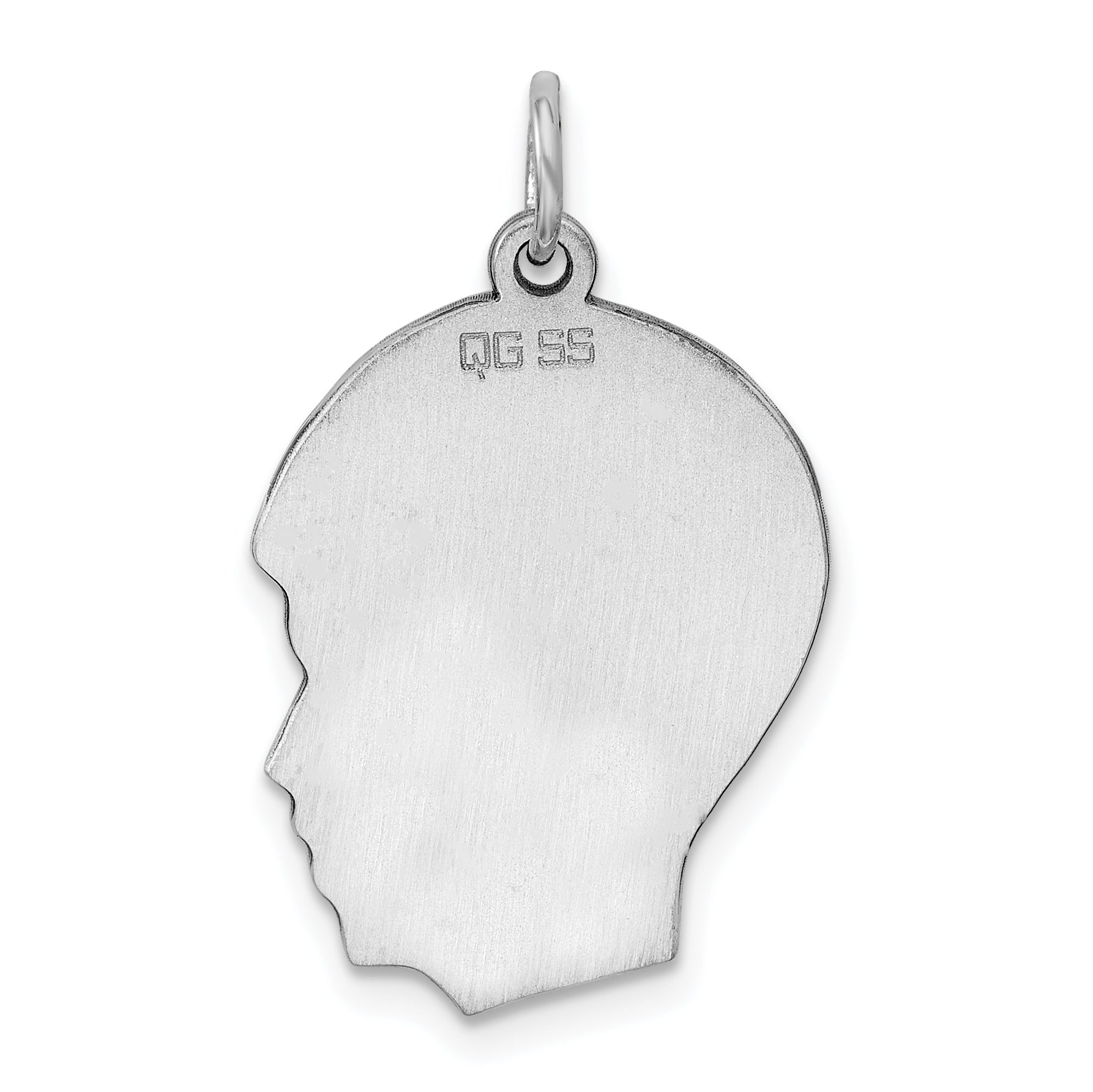 Sterlingsilber Rhod-plate Eng. Junge Poliert Vorderseite/satin Rückseite Plättchen Charm