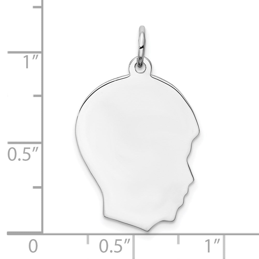 Sterlingsilber Rhod-plate Eng. Junge Plättchen Charm Poliert auf Vorderseite/back