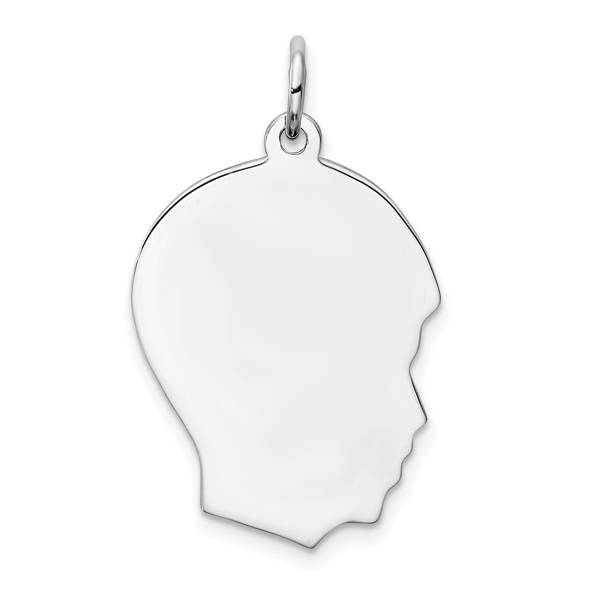 Sterlingsilber Rhod-plate Eng. Junge Poliert Vorderseite/satin Rückseite Plättchen Charm