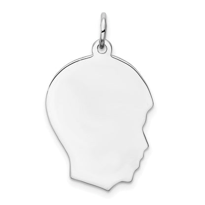 Sterlingsilber Rhod-plate Eng. Junge Plättchen Charm Poliert auf Vorderseite/back