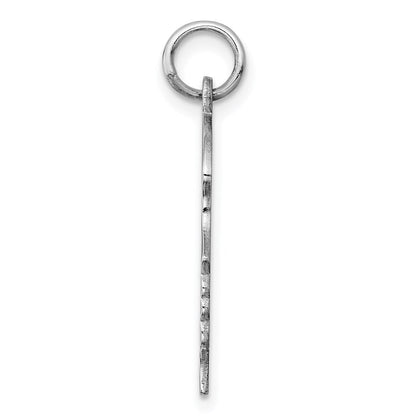 Sterlingsilber Rhod-plate Eng Mädchen Plättchen Charm Poliert auf Vorderseite/back