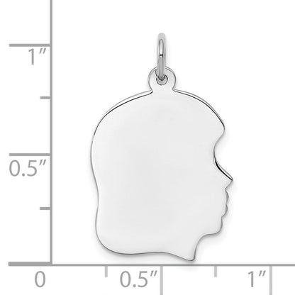Sterlingsilber Rhod-plate Eng Mädchen Plättchen Charm Poliert auf Vorderseite/back