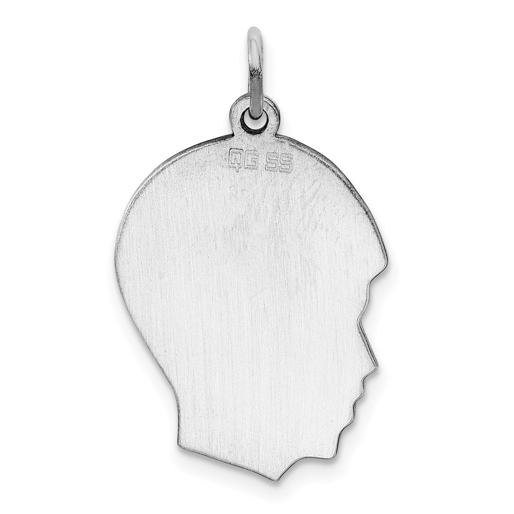 Sterlingsilber Rhod-plate Eng. Junge Poliert Vorderseite/satin Rückseite Plättchen Charm