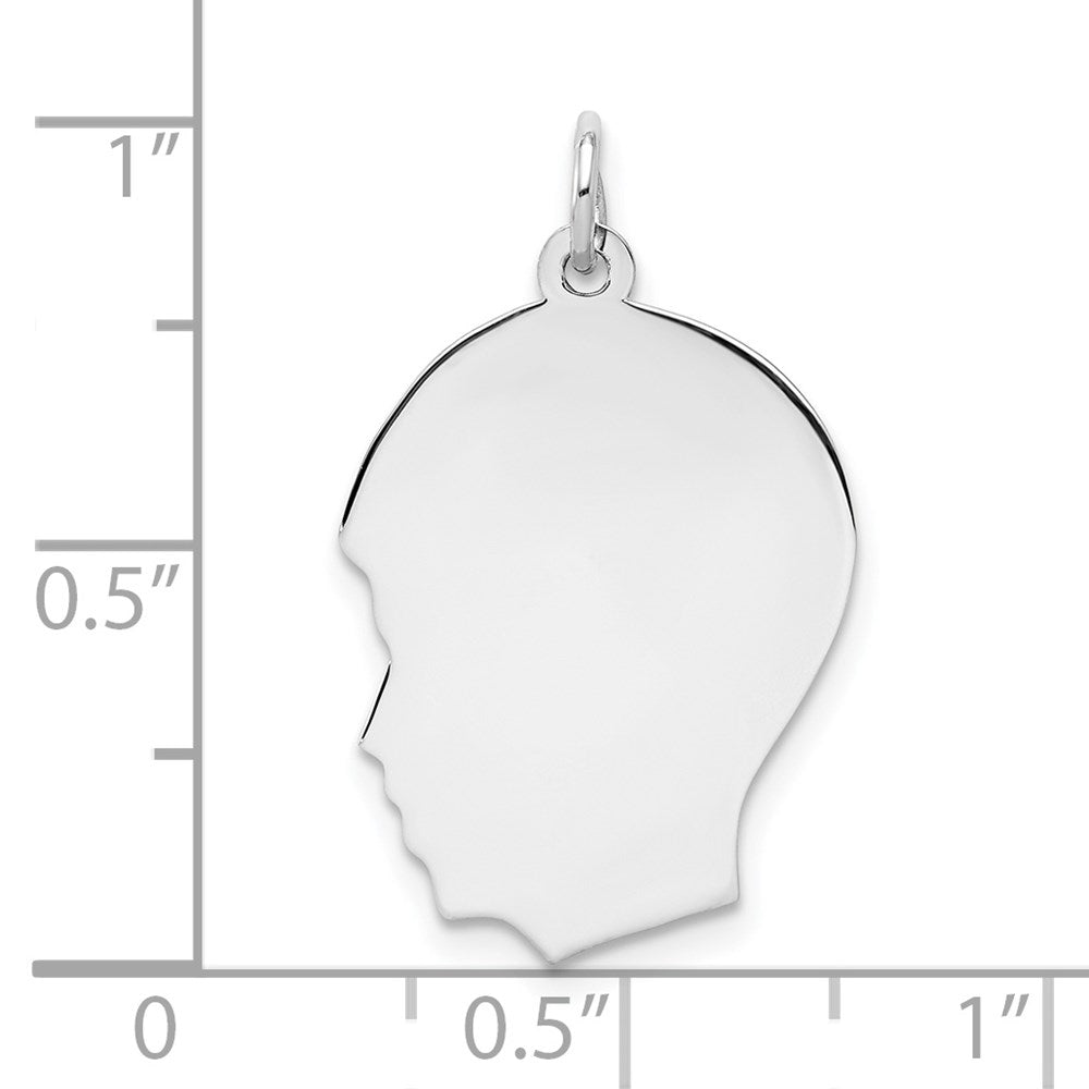 Sterlingsilber Rhod-plate Eng. Junge Plättchen Charm Poliert auf Vorderseite/back
