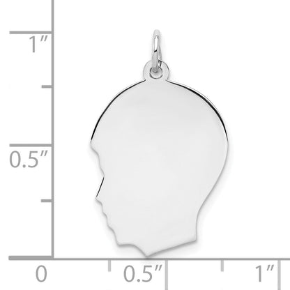 Sterlingsilber Rhod-plate Eng. Junge Poliert Vorderseite/satin Rückseite Plättchen Charm