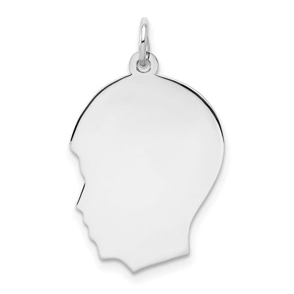 Sterlingsilber Rhod-plate Eng. Junge Plättchen Charm Poliert auf Vorderseite/back