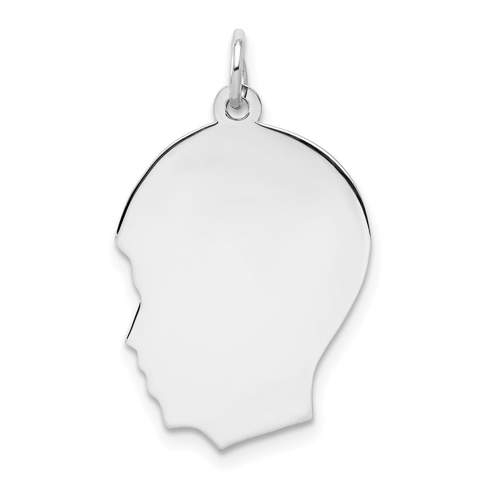 Sterlingsilber Rhod-plate Eng. Junge Poliert Vorderseite/satin Rückseite Plättchen Charm
