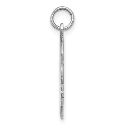 Sterlingsilber Rhod-plate Eng. Mädchen Poliert Vorderseite/satin Rückseite Plättchen Charm