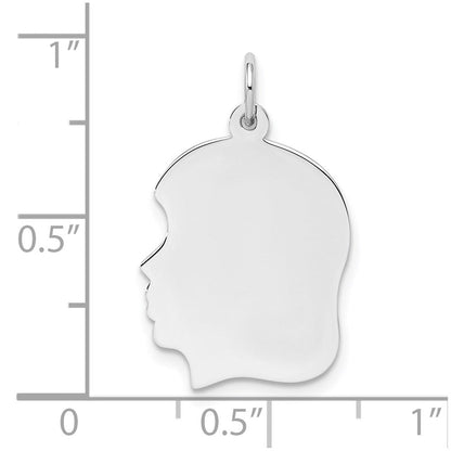 Sterlingsilber Rhod-plate Eng. Mädchen Poliert Vorderseite/satin Rückseite Plättchen Charm