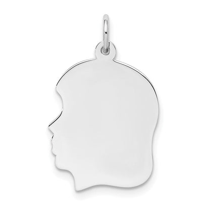 Sterlingsilber Rhod-plate Eng. Mädchen Poliert Vorderseite/satin Rückseite Plättchen Charm