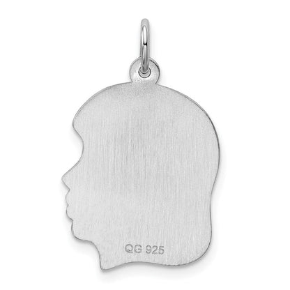 Sterlingsilber Sterl Rhodiniert-plt Gravierbar Mädchen Poliert Vorderseite/satin Rückseite Plättchen Charm