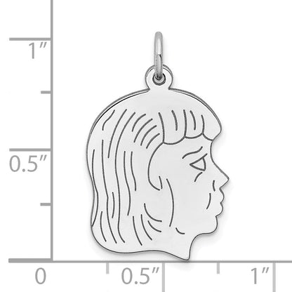 Sterlingsilber Sterl Rhodiniert-plt Gravierbar Mädchen Poliert Vorderseite/satin Rückseite Plättchen Charm