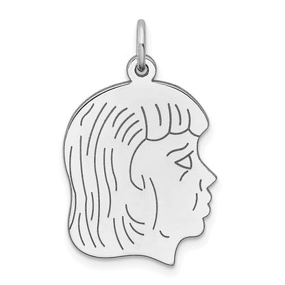 Sterlingsilber Sterl Rhodiniert-plt Gravierbar Mädchen Poliert Vorderseite/satin Rückseite Plättchen Charm