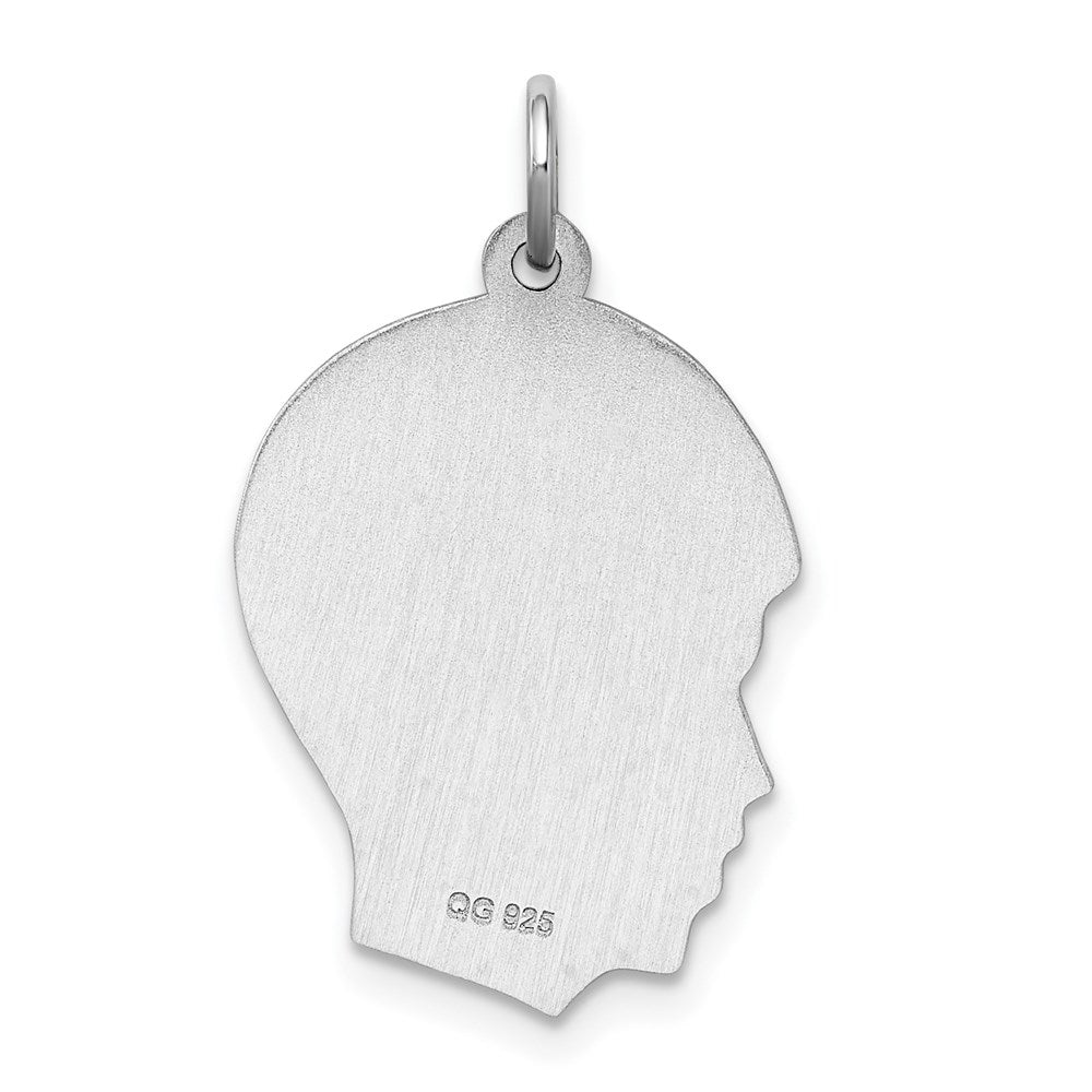 Sterlingsilber Sterl Rhodiniert-plt Gravierbar Junge Poliert Vorderseite/satin Rückseite Plättchen Charm