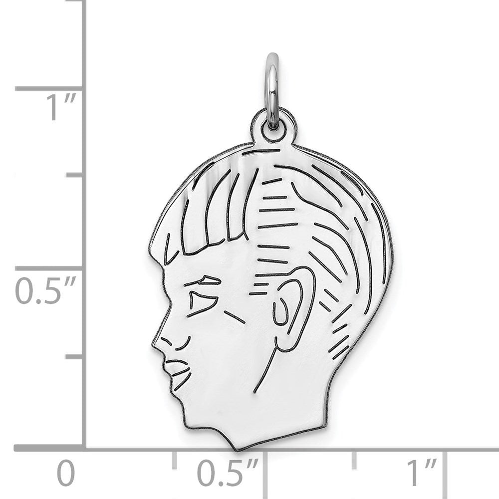 Sterlingsilber Sterl Rhodiniert-plt Gravierbar Junge Poliert Vorderseite/satin Rückseite Plättchen Charm