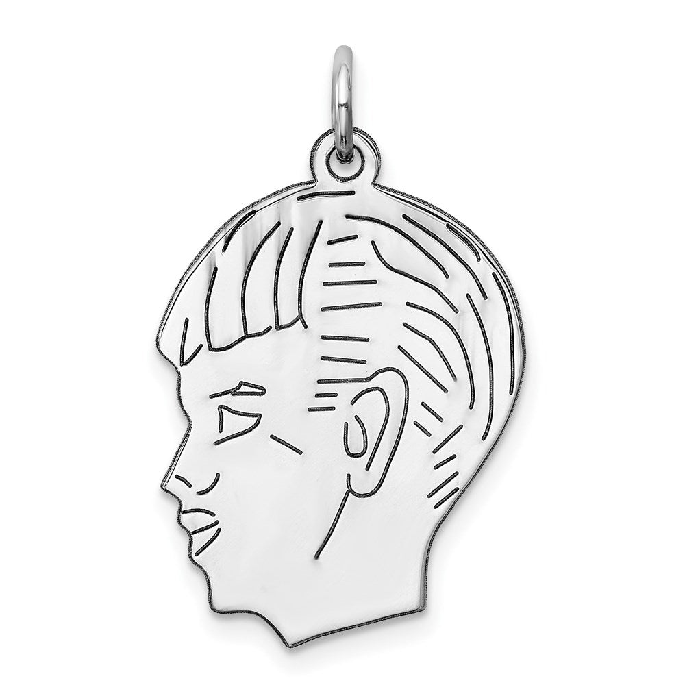Sterlingsilber Sterl Rhodiniert-plt Gravierbar Junge Poliert Vorderseite/satin Rückseite Plättchen Charm