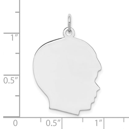 Sterlingsilber Rhodiniert-plt Gravierbar Junge Plättchen Charm Poliert auf Vorderseite/back