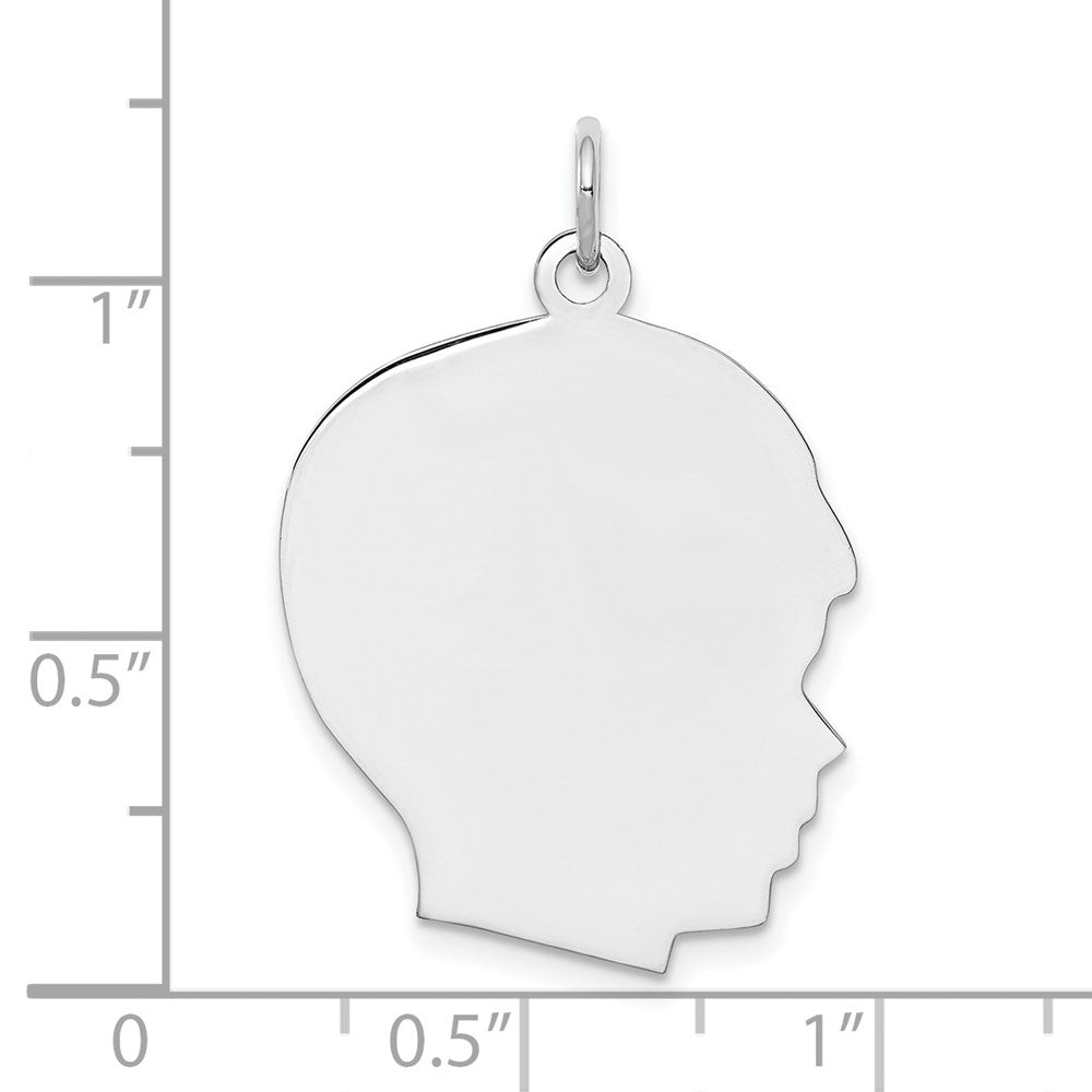 Sterlingsilber Rhodiniert-plt Gravierbar Junge Plättchen Charm Poliert auf Vorderseite/back
