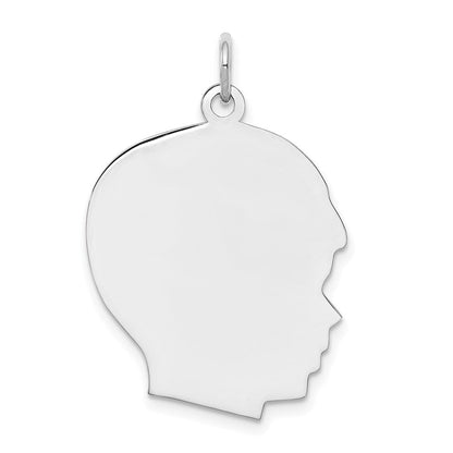 Sterlingsilber Rhodiniert-plt Gravierbar Junge Plättchen Charm Poliert auf Vorderseite/back