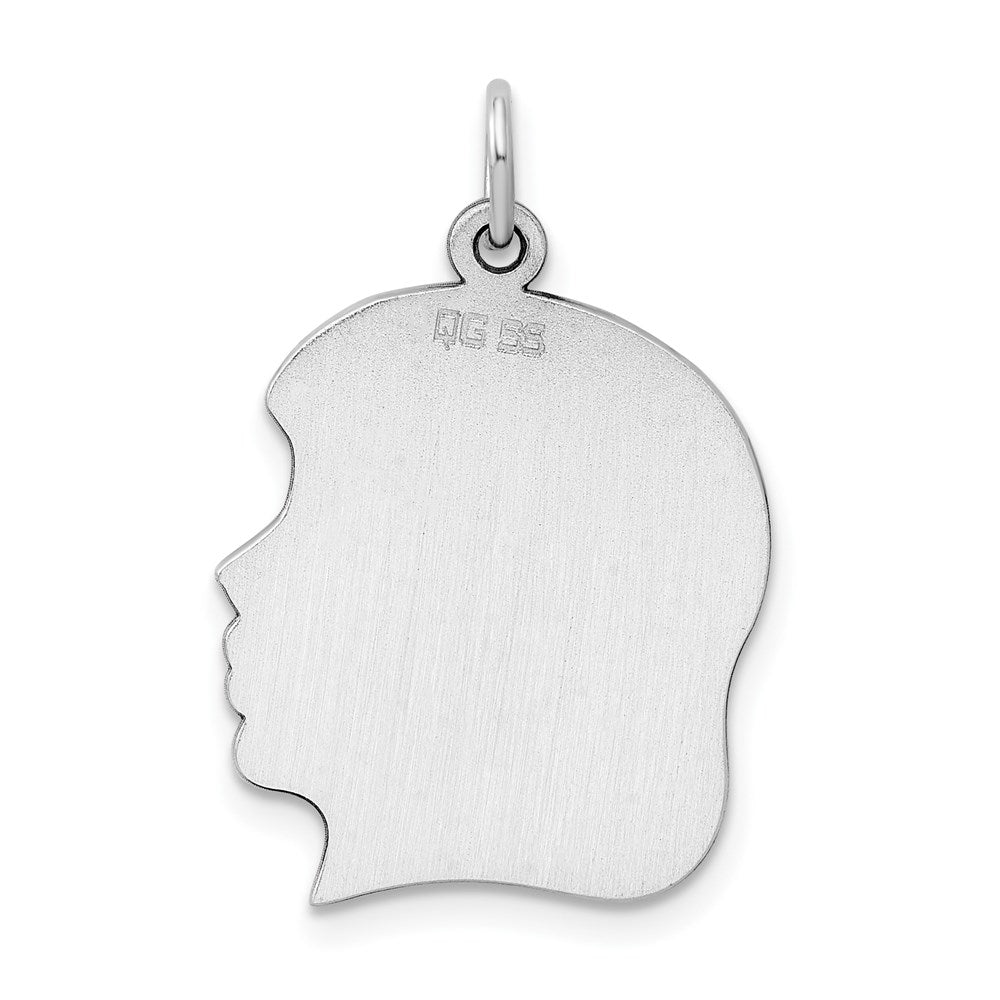 Sterlingsilber Rhodiniert-plt Gravierbar Mädchen Plättchen Charm Poliert auf Vorderseite/back
