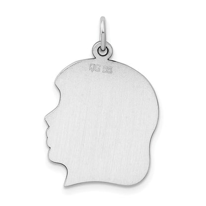 Sterlingsilber Rhodiniert-plt Gravierbar Mädchen Plättchen Charm Poliert auf Vorderseite/back