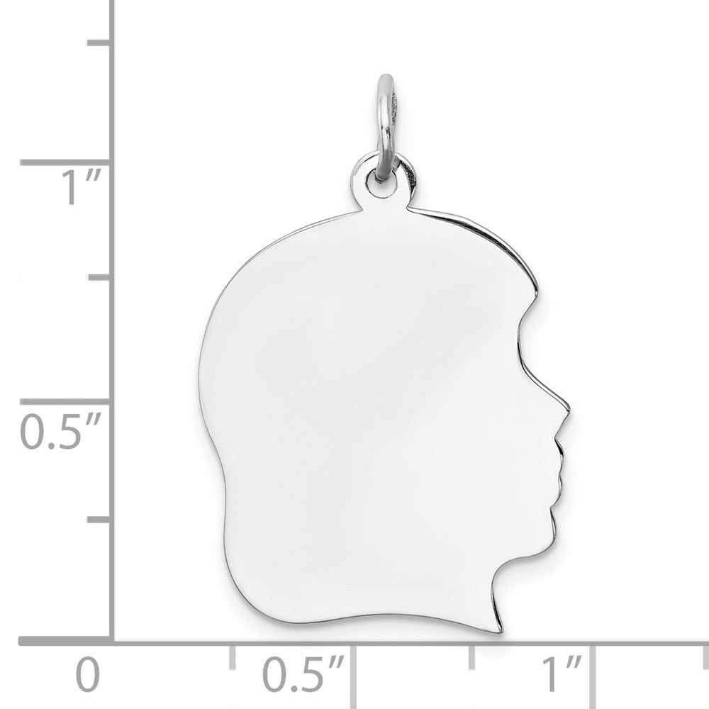 Sterlingsilber Rhodiniert-plt Gravierbar Mädchen Plättchen Charm Poliert auf Vorderseite/back