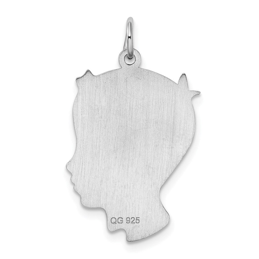 Sterlingsilber Sterl Rhodiniert-plt Gravierbar Junge Poliert Vorderseite/satin Rückseite Plättchen Charm