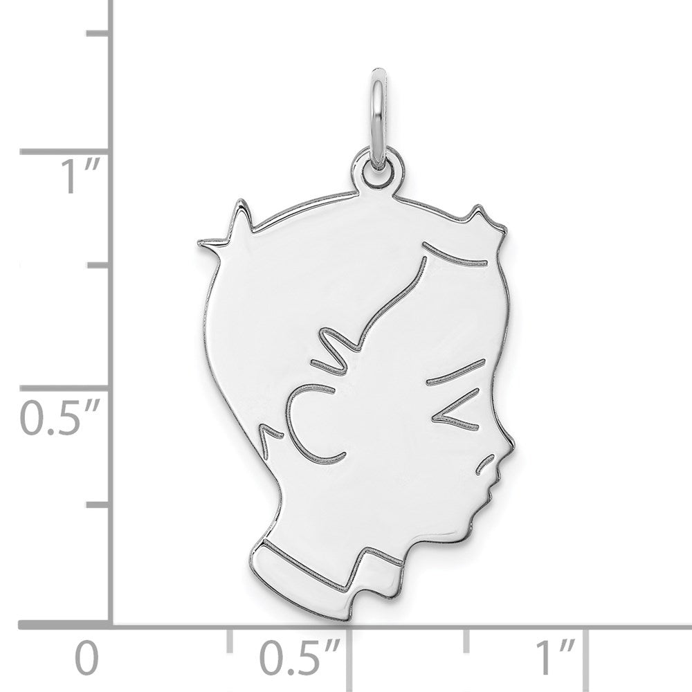 Sterlingsilber Sterl Rhodiniert-plt Gravierbar Junge Poliert Vorderseite/satin Rückseite Plättchen Charm