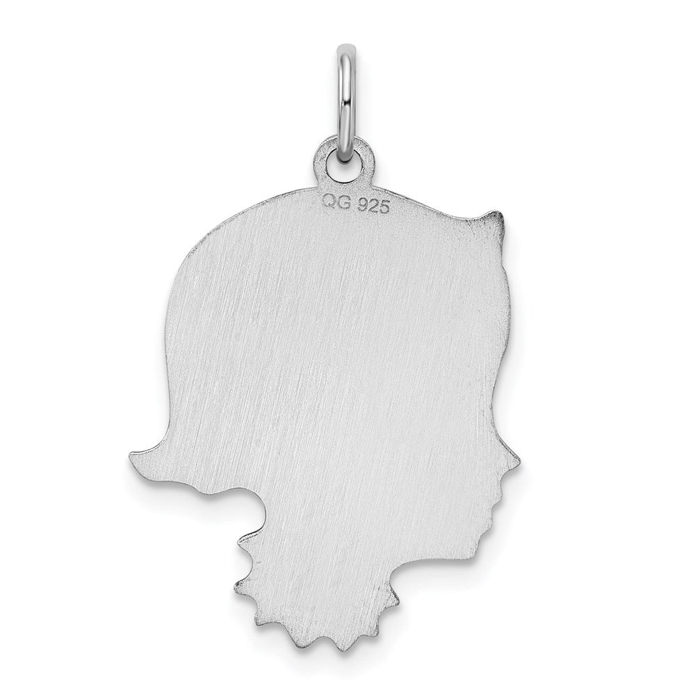 Sterlingsilber Sterl Rhodiniert-plt Gravierbar Mädchen Poliert Vorderseite/satin Rückseite Plättchen Charm