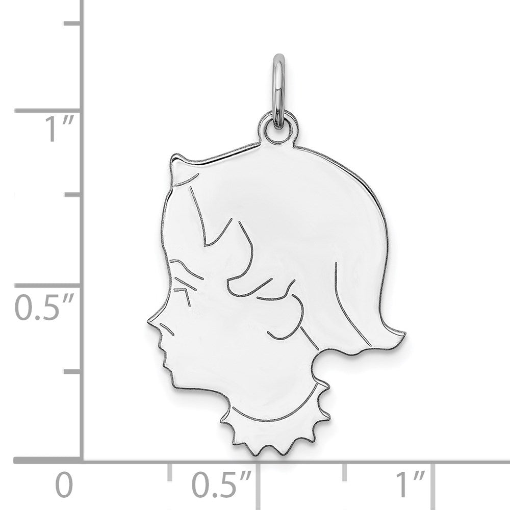 Sterlingsilber Sterl Rhodiniert-plt Gravierbar Mädchen Poliert Vorderseite/satin Rückseite Plättchen Charm