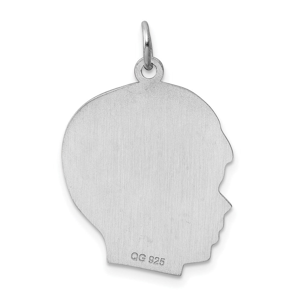 Sterlingsilber Rhodiniert Eng. Junge Poliert Vorderseite/satin Rückseite Plättchen Charm