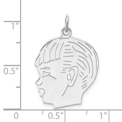 Sterlingsilber Rhodiniert Eng. Junge Poliert Vorderseite/satin Rückseite Plättchen Charm