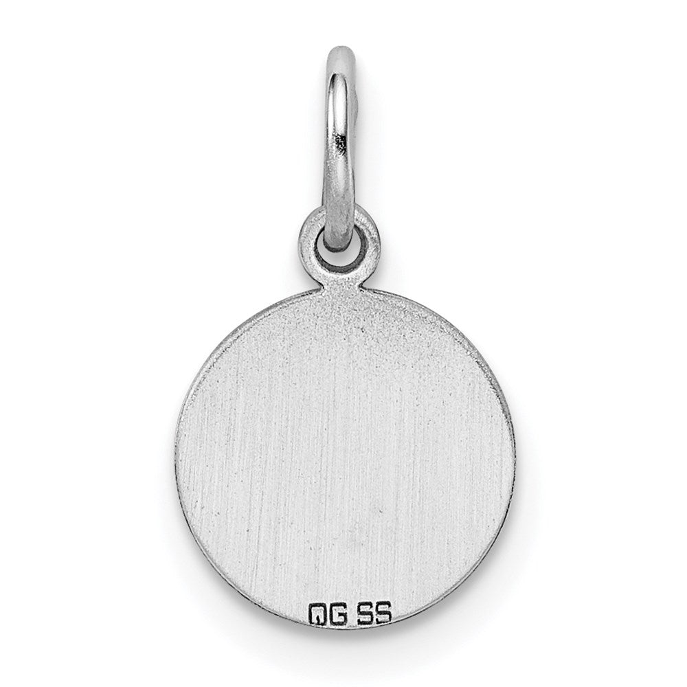Sterlingsilber Rhodiniert-plt Gravierbar Rund Poliert Vorderseite/back Plättchen Charm