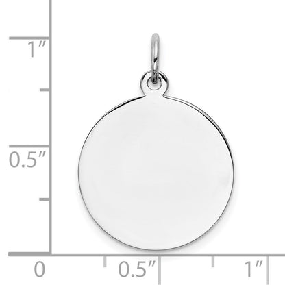 Sterlingsilber Rhodiniert-plt Gravierbar Rund Poliert Vorderseite/back Plättchen Charm