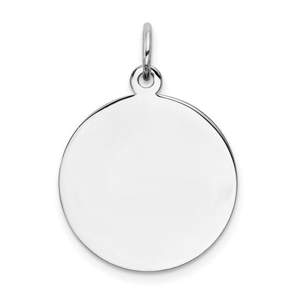Sterlingsilber Ss Rhodiniert-plt Gravierbar Rund Poliert Vorderseite/satin Rückseite Plättchen Charm