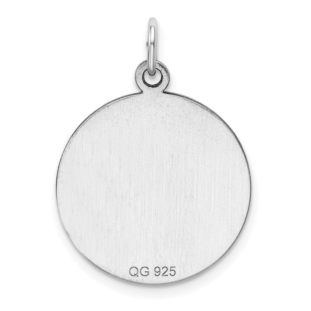 Sterlingsilber Ss Rhodiniert-plt Gravierbar Rund Poliert Vorderseite/satin Rückseite Plättchen Charm