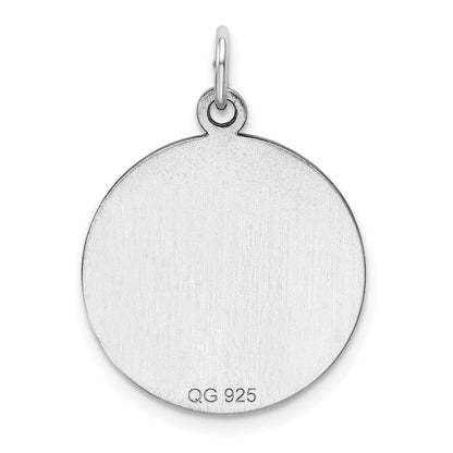 Sterlingsilber Ss Rhodiniert-plt Gravierbar Rund Poliert Vorderseite/satin Rückseite Plättchen Charm