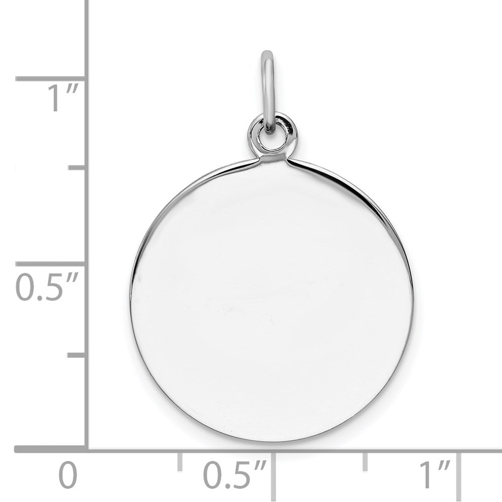 Sterlingsilber Ss Rhodiniert-plt Gravierbar Rund Poliert Vorderseite/satin Rückseite Plättchen Charm
